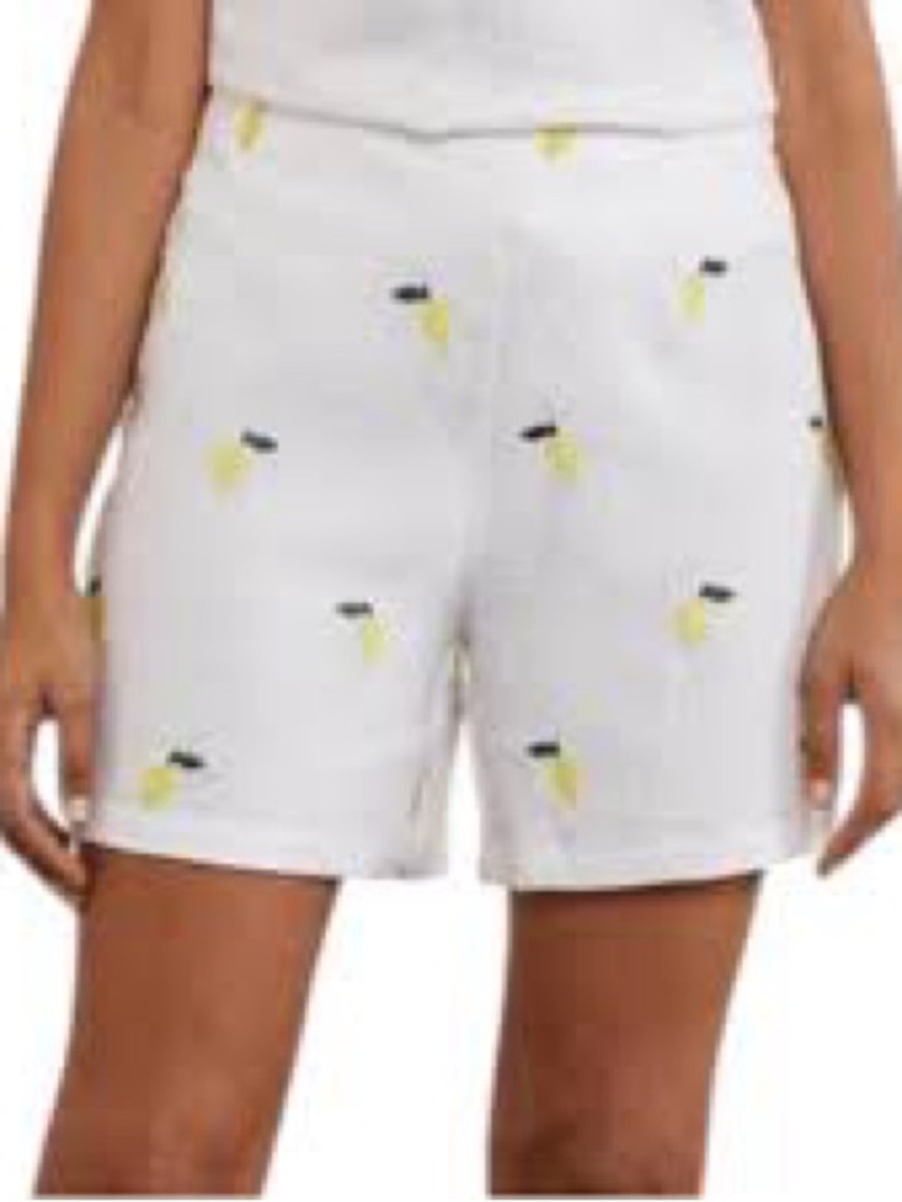 Boden Hornsea Embroidered Linen Shorts 10 Women’s lemons white summer resort